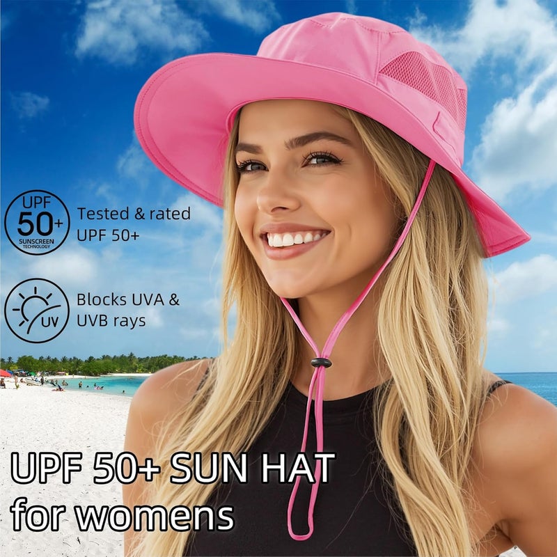 Connectyle Women's UPF 50+ Sun Hat UV Protection Wide Brim Bucket Hat Summer Beach Hats Fishing Hiking Outdoor Safari Hats - Image 2